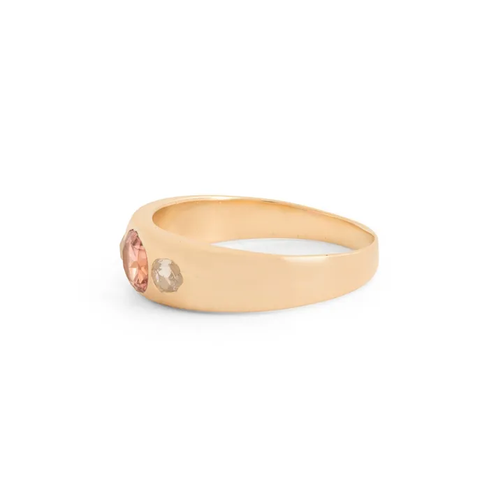 Victorian Pink Tourmaline Diamond and 14k Gold Ring Antique Rings