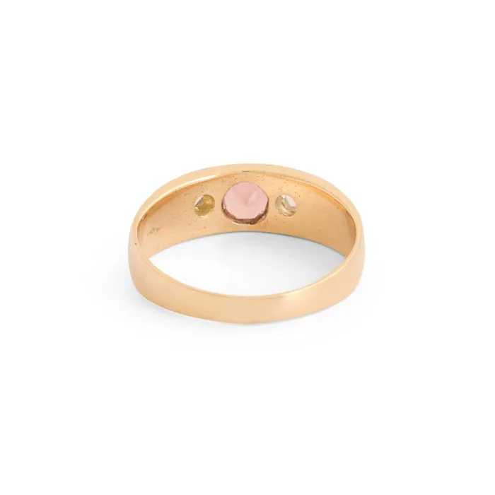 Victorian Pink Tourmaline Diamond and 14k Gold Ring Antique Rings