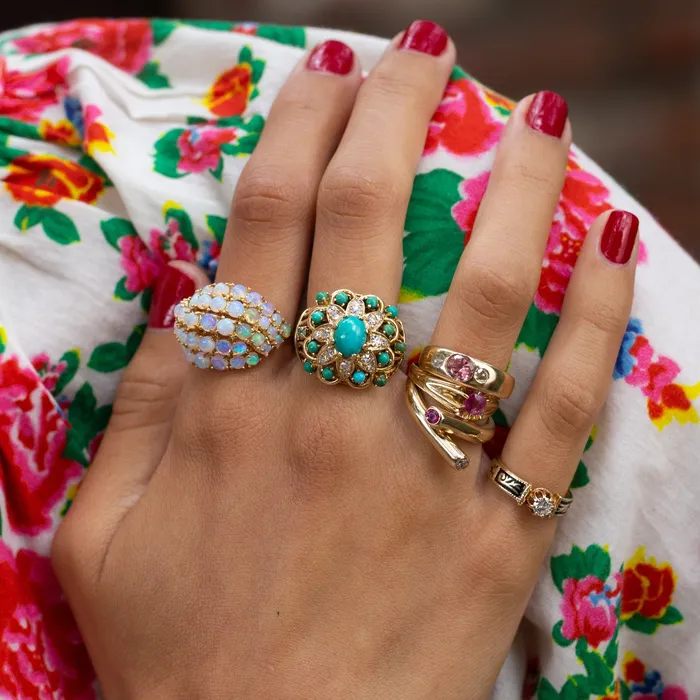 Victorian Pink Tourmaline Diamond and 14k Gold Ring Antique Rings