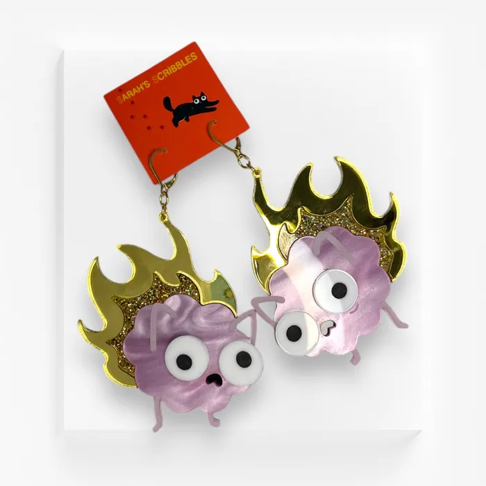 VincaUSA Earrings Last Chance Sarahs Scribbles Brain on Fire XL Statement Earrings