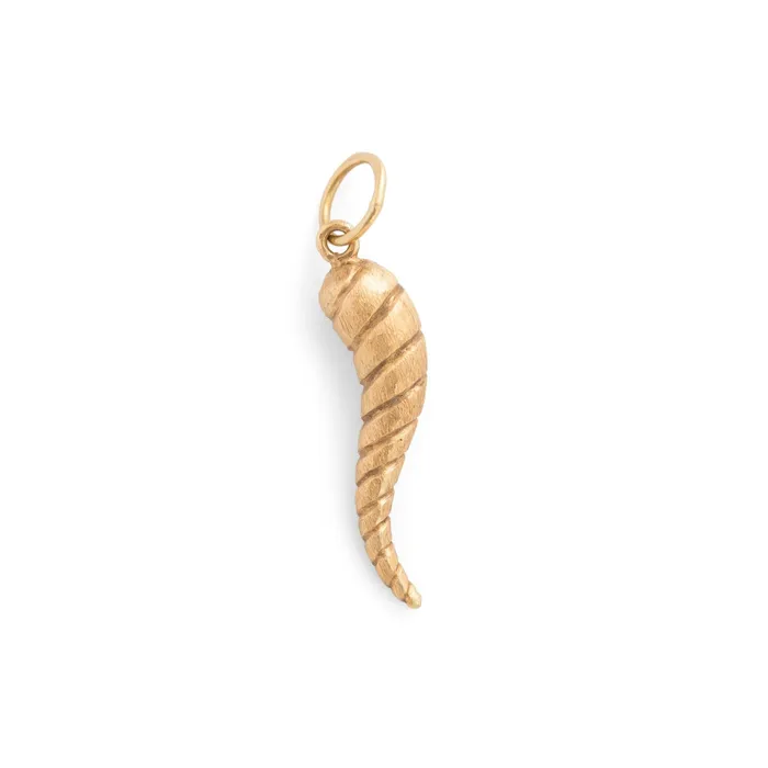 Vintage Charm Necklaces Spiral Cornicello 14K Matte Gold Charm