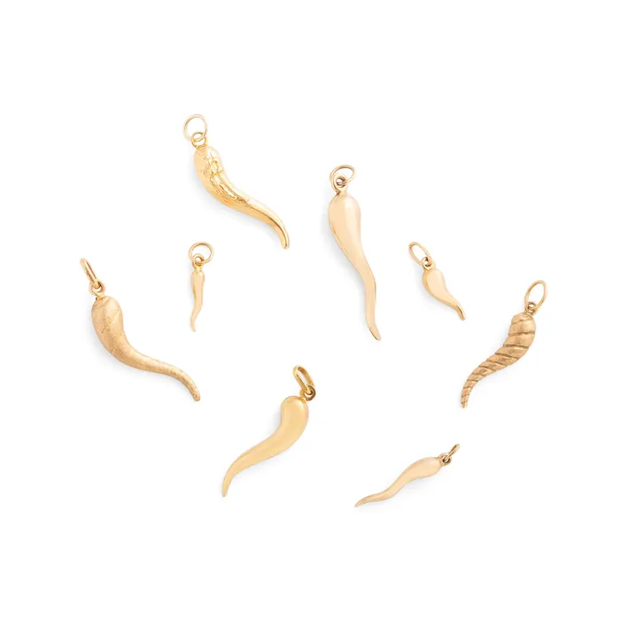 Vintage Charm Necklaces Spiral Cornicello 14K Matte Gold Charm