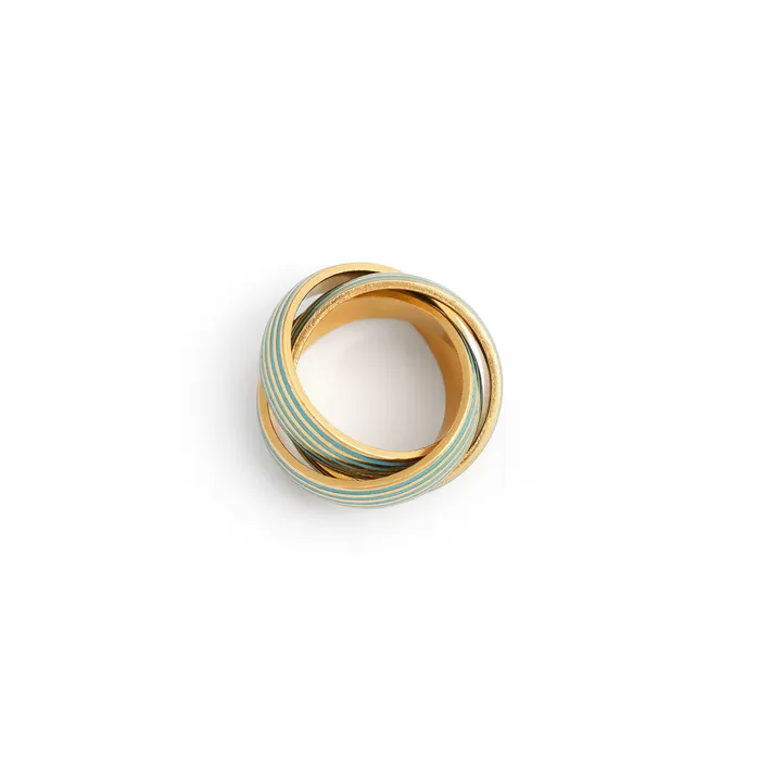 Vintage Rings 18k Yellow Gold And Blue Enamel Rolling Ring