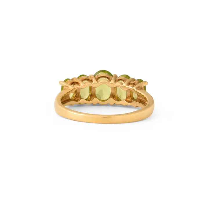 Vintage Rings Peridot FiveStone 14k Gold Ring