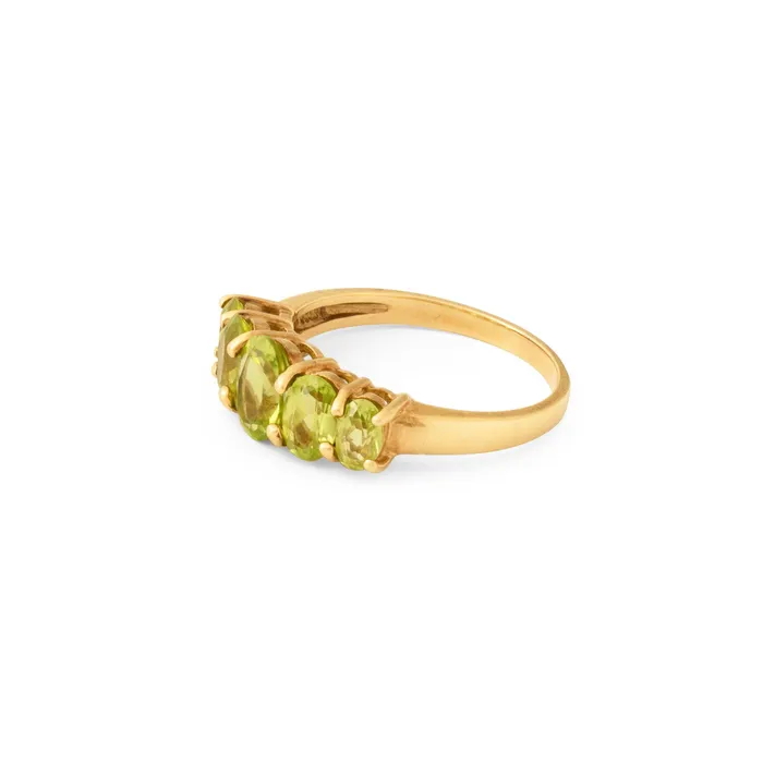 Vintage Rings Peridot FiveStone 14k Gold Ring