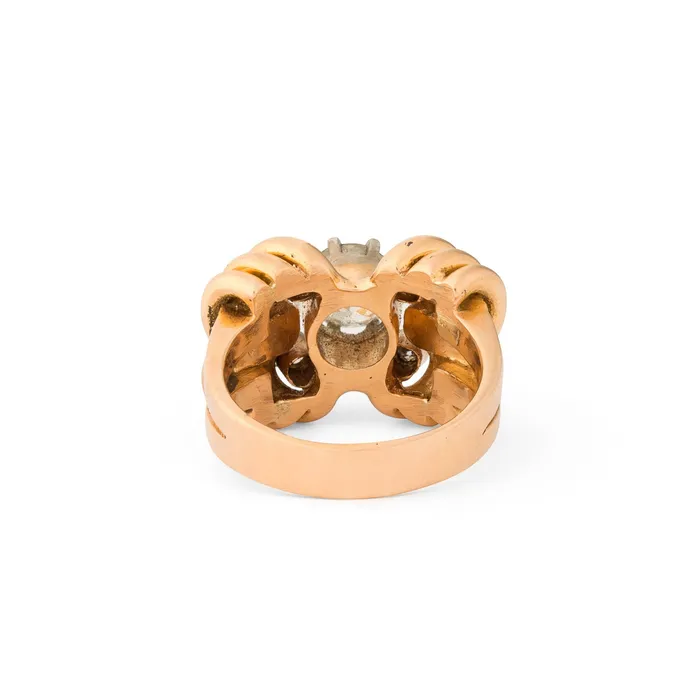 Vintage Rings Retro Old European Cut Diamond Ring in 18k Gold and Platinum