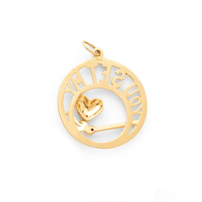 Vintage You Set My Heart On Fire 14k Gold Charm Earrings