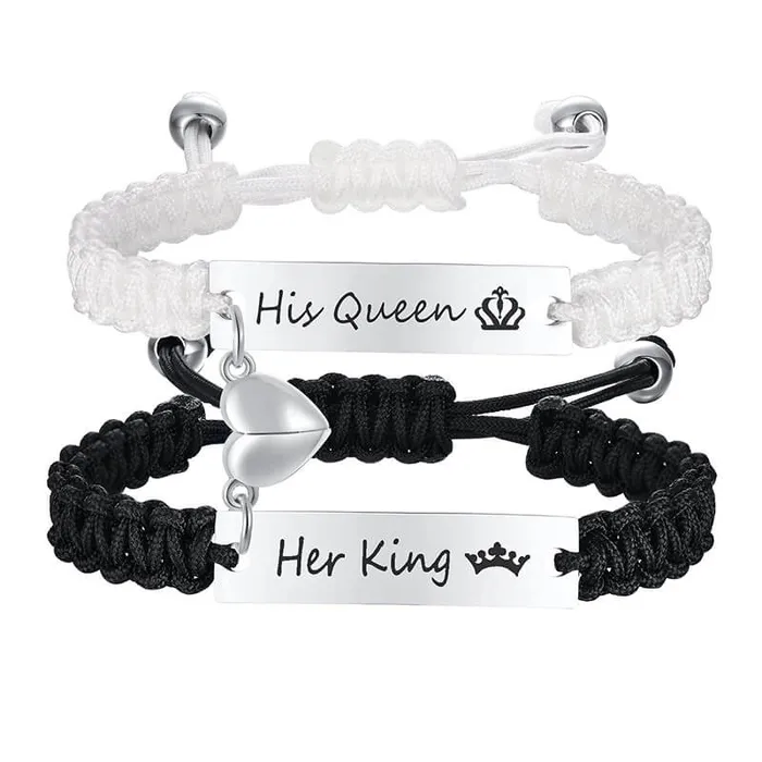 worldnetgifts Bracelets Magnetic Couple Bracelet Black and White Set