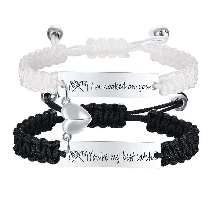 worldnetgifts Bracelets Magnetic Couple Bracelet Black and White Set