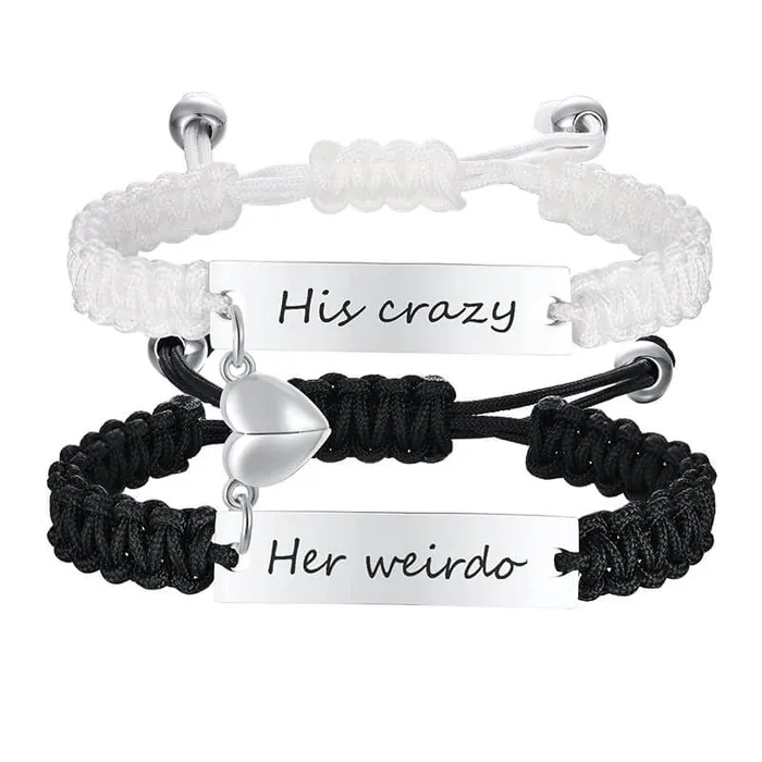 worldnetgifts Bracelets Magnetic Couple Bracelet Black and White Set
