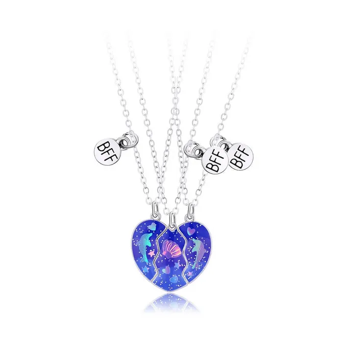 worldnetgifts Necklaces Dolphin and Shell ThreePiece Magnetic Necklace