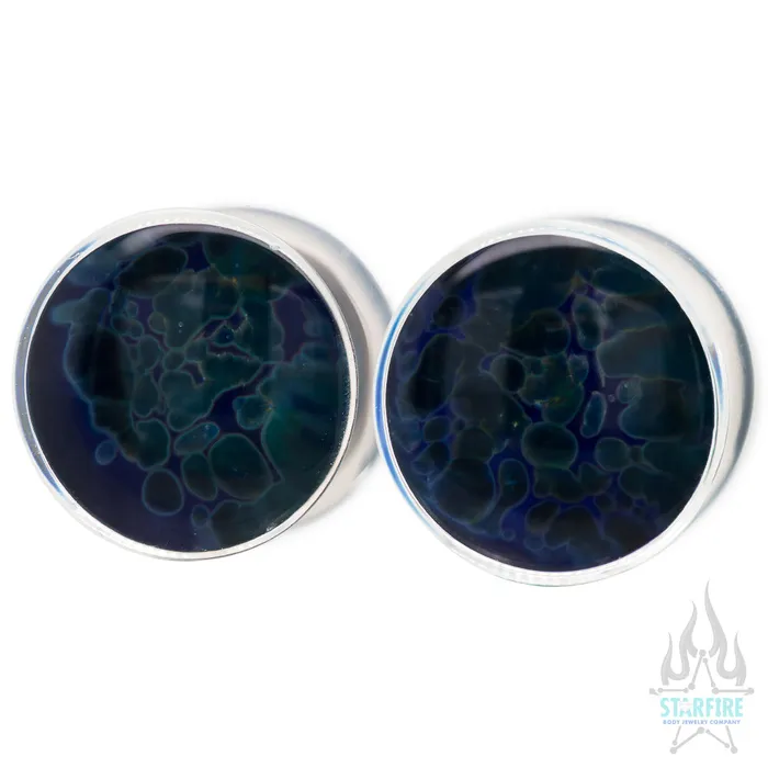 Zoa Glass Plugs Blue Moon Gorilla Glass Rings