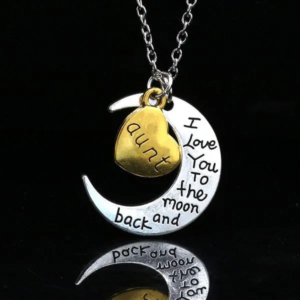 01 N807 Aunt I Love You to the Moon and Back Necklace FREE Earrings Necklaces