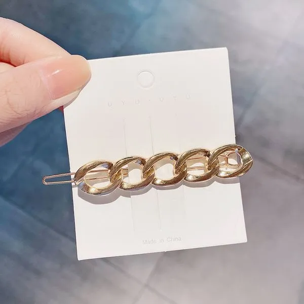 01 Necklaces H684 Gold 5 Rings Chain Link Hair Clip