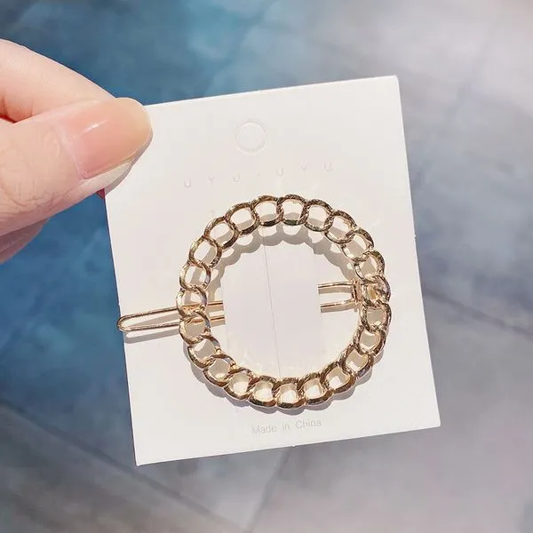 01 Rings H558 Gold Chain Link Round Hair Clip