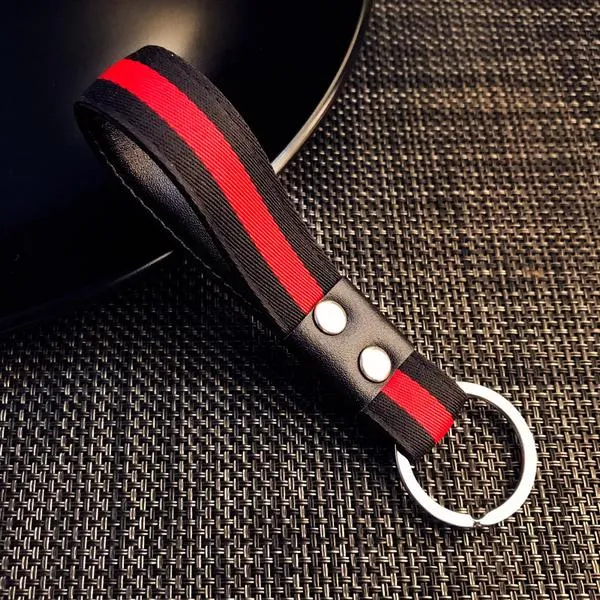 01 Rings K22 Red Black Canvas Keychain