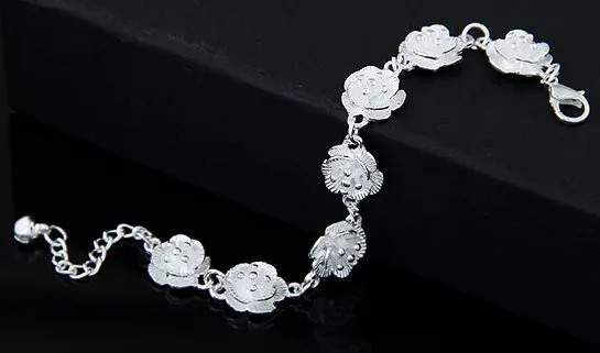 02 B119 Silver Exquisite Flower Bracelet Bracelets