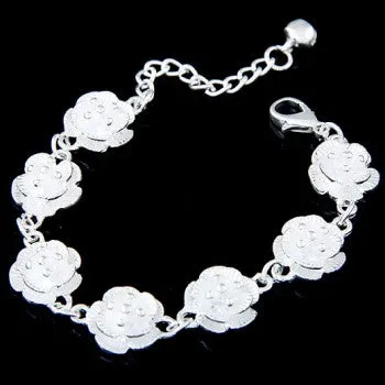 02 B119 Silver Exquisite Flower Bracelet Bracelets