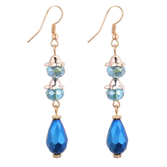 02 Earrings E541 Blue Gem Dangle Earrings