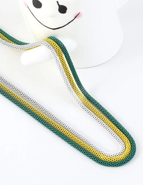 02 Necklaces N1661 Green Yellow White 3 Piece Metal Snake Chain Necklace with FREE Earrings 02 Necklaces N1661 Green Yellow White 3 Piece Metal Snake Chain Necklace with FREE Earrings
