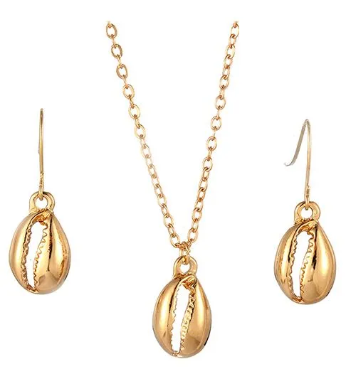 02 Necklaces N293 Gold Shell Necklace with FREE Earrings