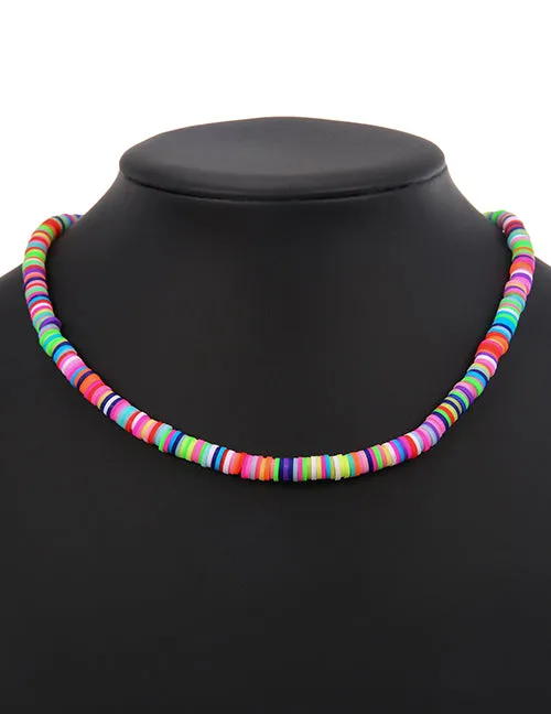 02 Necklaces N911 Multi Color Bead Necklace with FREE Earrings