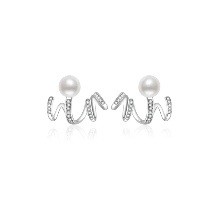 18K Diamond Hanadama Akoya Pearl Earrings KE00229 LOVE Pearly Lustre Earrings 18K Diamond Hanadama Akoya Pearl Earrings KE00229 LOVE Pearly Lustre Earrings