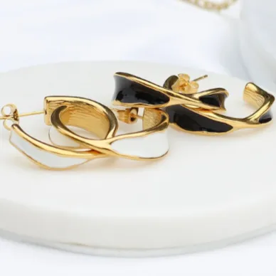 18k GoldFilled Enamel Hoop Earrings Jewelvers Earrings