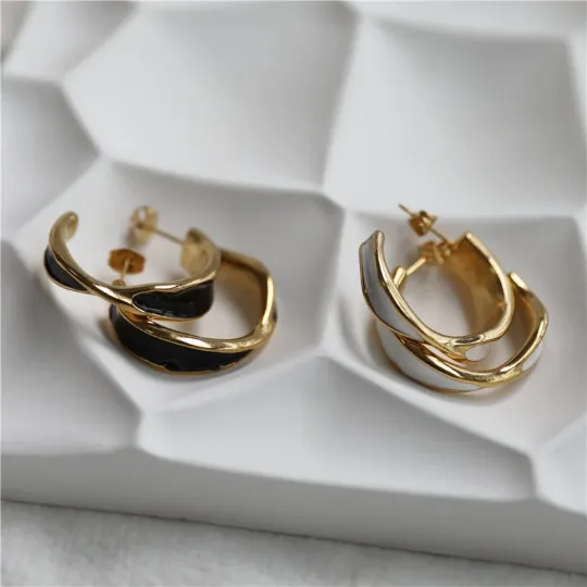 18k GoldFilled Enamel Hoop Earrings Jewelvers Earrings 18k GoldFilled Enamel Hoop Earrings Jewelvers Earrings