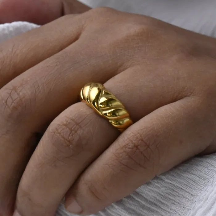 18K GoldFilled Twisted Dome Ring for Women Jewelvers Rings
