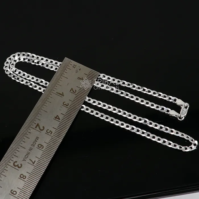 20 3MM 925 sterling silver handmade solid fancy stylish silver chain necklace curb cuban chain best gifting jewelry from India ch245 TRIBAL ORNAMENTS Necklaces 20 3MM 925 sterling silver handmade solid fancy stylish silver chain necklace curb cuban chain best gifting jewelry from India ch245 TRIBAL ORNAMENTS Necklaces