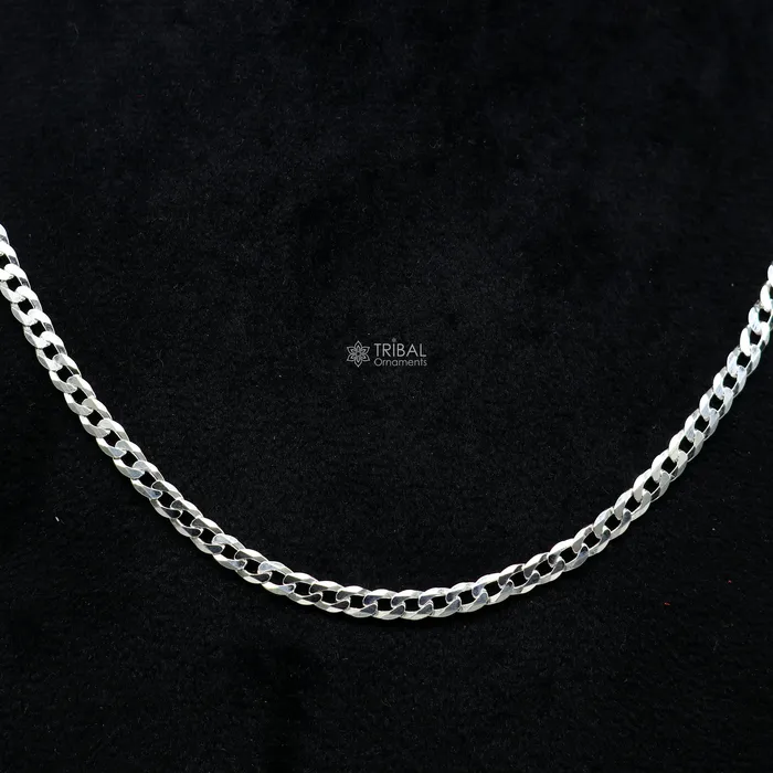 20 3MM 925 sterling silver handmade solid fancy stylish silver chain necklace curb cuban chain best gifting jewelry from India ch245 TRIBAL ORNAMENTS Necklaces 20 3MM 925 sterling silver handmade solid fancy stylish silver chain necklace curb cuban chain best gifting jewelry from India ch245 TRIBAL ORNAMENTS Necklaces