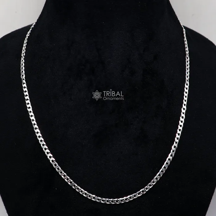 20 3MM 925 sterling silver handmade solid fancy stylish silver chain necklace curb cuban chain best gifting jewelry from India ch245 TRIBAL ORNAMENTS Necklaces 20 3MM 925 sterling silver handmade solid fancy stylish silver chain necklace curb cuban chain best gifting jewelry from India ch245 TRIBAL ORNAMENTS Necklaces
