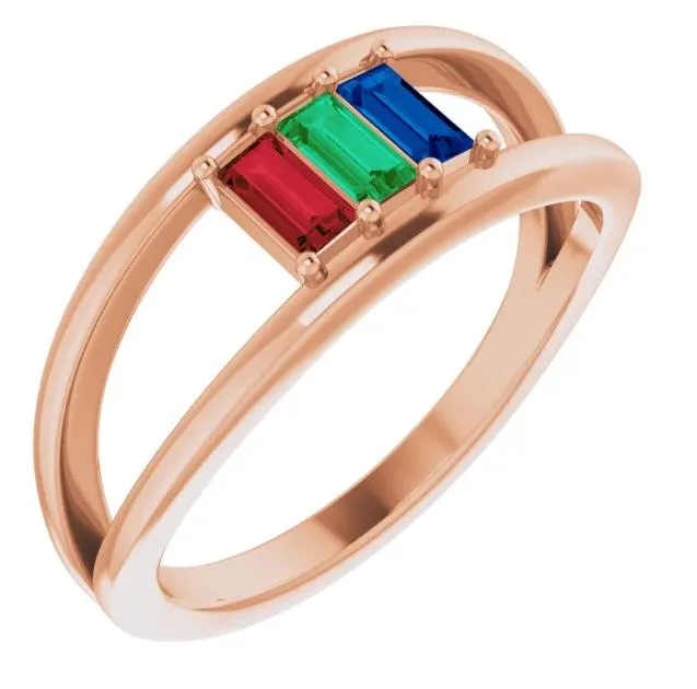 3Stone Family Negative Space Ring Fire Brilliance Rings