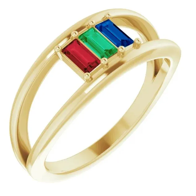 3Stone Family Negative Space Ring Fire Brilliance Rings