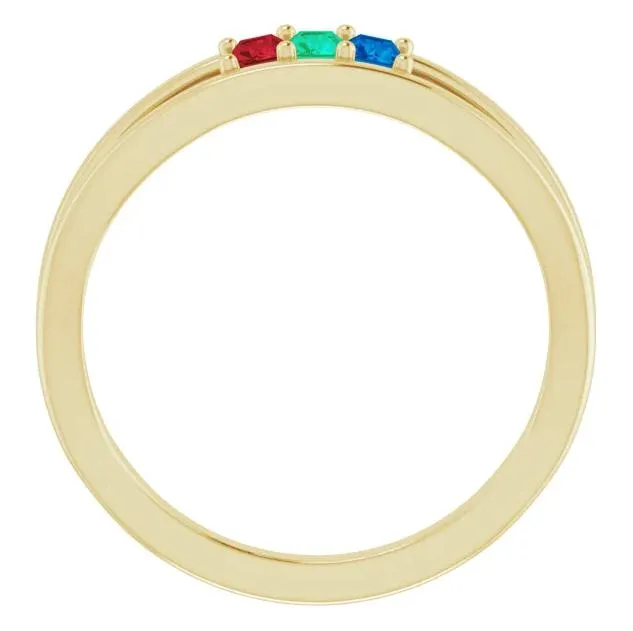 3Stone Family Negative Space Ring Fire Brilliance Rings