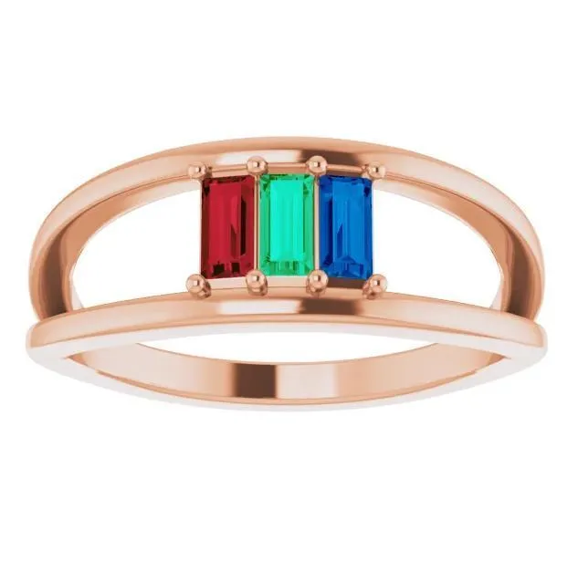 3Stone Family Negative Space Ring Fire Brilliance Rings