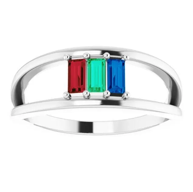3Stone Family Negative Space Ring Fire Brilliance Rings
