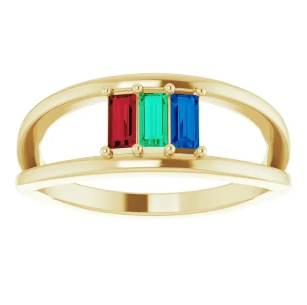 3Stone Family Negative Space Ring Fire Brilliance Rings