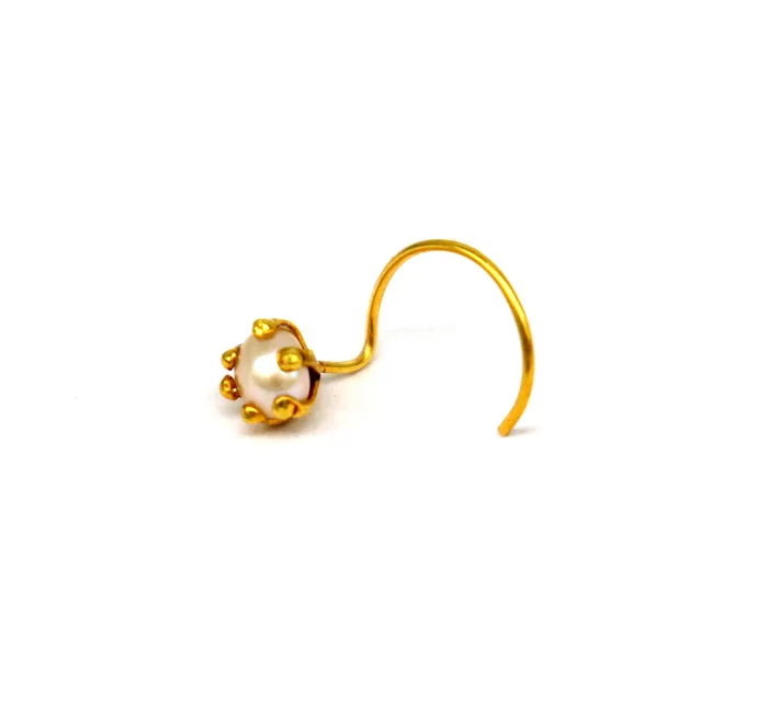 4 mm 18 kt yellow gold fabulous nose pin excellent single pearl nose pin stunning design gifting gold jewelry for girls womens gnp38 TRIBAL ORNAMENTS Earrings 4 mm 18 kt yellow gold fabulous nose pin excellent single pearl nose pin stunning design gifting gold jewelry for girls womens gnp38 TRIBAL ORNAMENTS Earrings