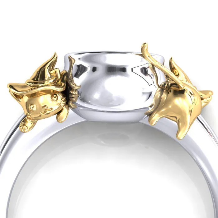 65mm Amethyst Round Halloween Cats and Cauldron Ring Fire Brilliance Rings