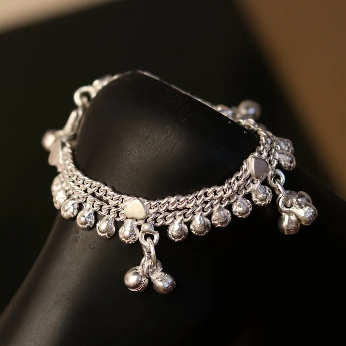 6 handmade solid silver baby jingling anklet charm ankle bracelet pretty hanging noisy bells excellent unisex baby foot bracelet ank195 TRIBAL ORNAMENTS Bracelets