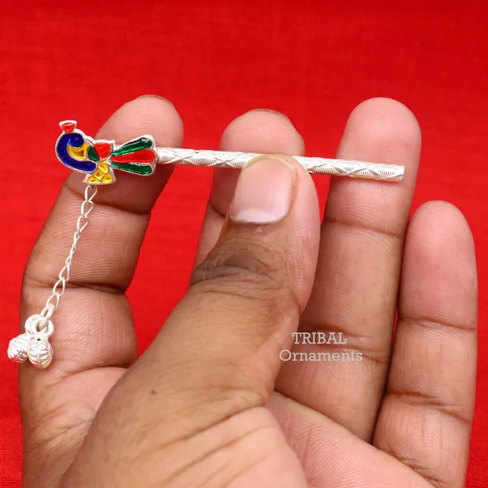 7 cm long sterling silver handmade idol baby Krishna flute silver bansuri laddu gopala flute little krishna flute puja art su793 TRIBAL ORNAMENTS Necklaces 7 cm long sterling silver handmade idol baby Krishna flute silver bansuri laddu gopala flute little krishna flute puja art su793 TRIBAL ORNAMENTS Necklaces