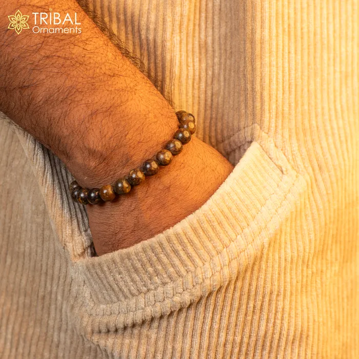 8 MM tiger eye natural crystal stone beaded handmade bracelet customized unisex Jewelry stnbr161 TRIBAL ORNAMENTS Bracelets