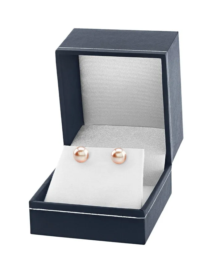 8mm Peach Freshwater Round Pearl Stud Earrings spt Earrings