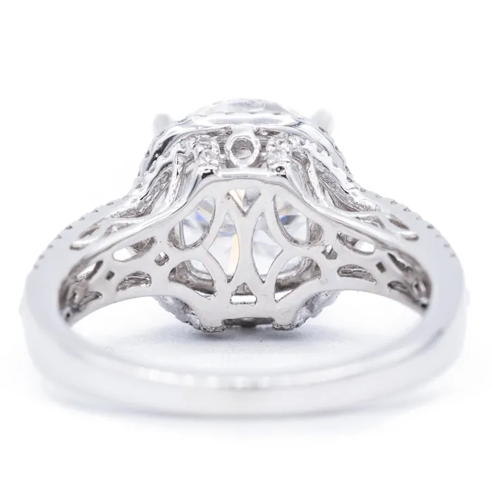 95mm Round Center Cushion Shaped Halo Micropave Diamond with Basket Ring Fire Brilliance Rings