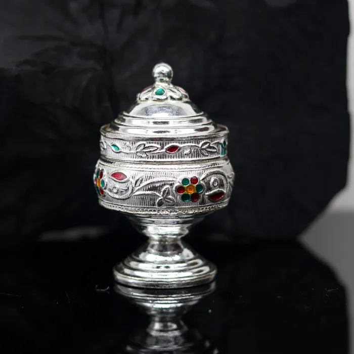 925 solid silver utensils trinket box kumkum boxcasket box bridal gifts enamel work box container box jewelry box silver utensils stb67 TRIBAL ORNAMENTS Rings