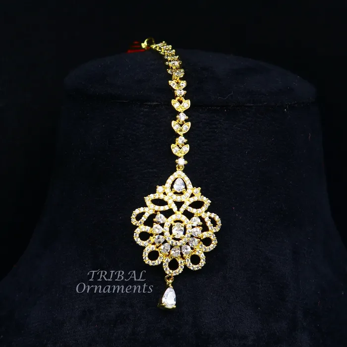 925 sterling silver customized gold tone cubic zircon stone head jewelry mang tika bridal wedding set belly dance charm hair jewelry MT02 TRIBAL ORNAMENTS Rings
