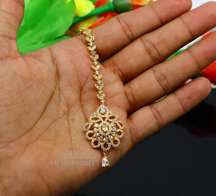 925 sterling silver customized gold tone cubic zircon stone head jewelry mang tika bridal wedding set belly dance charm hair jewelry MT02 TRIBAL ORNAMENTS Rings