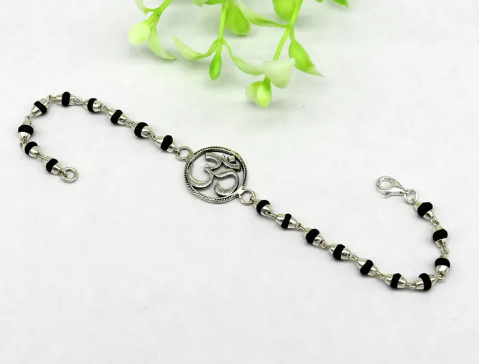 925 Sterling silver customized tulsi beaded AUM OM Rakhi or bracelet best gift for your brothers for special Rakshabandhan rk015 TRIBAL ORNAMENTS Bracelets 925 Sterling silver customized tulsi beaded AUM OM Rakhi or bracelet best gift for your brothers for special Rakshabandhan rk015 TRIBAL ORNAMENTS Bracelets